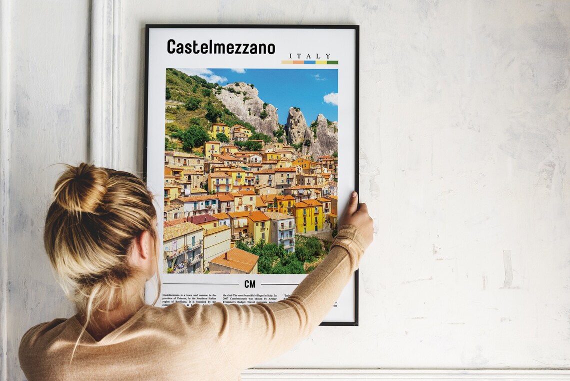 Castelmezzano Italy Mountain Village Stone Houses Travel Poster - Image 2