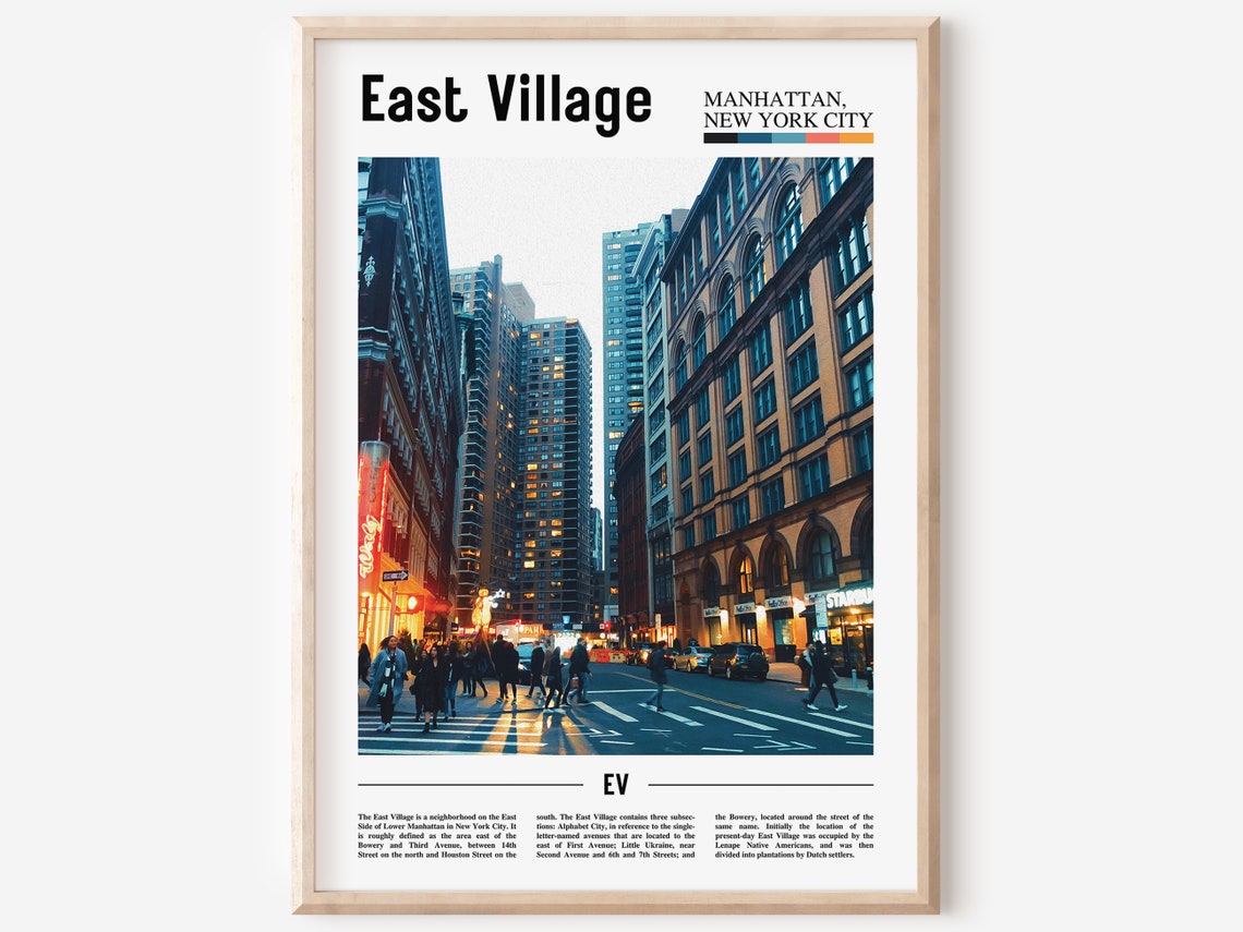 East Village Print East Village Poster East Village Wall Art Oil Painting Poster City Print City Artwork Travel Artwork Travel Wall Art