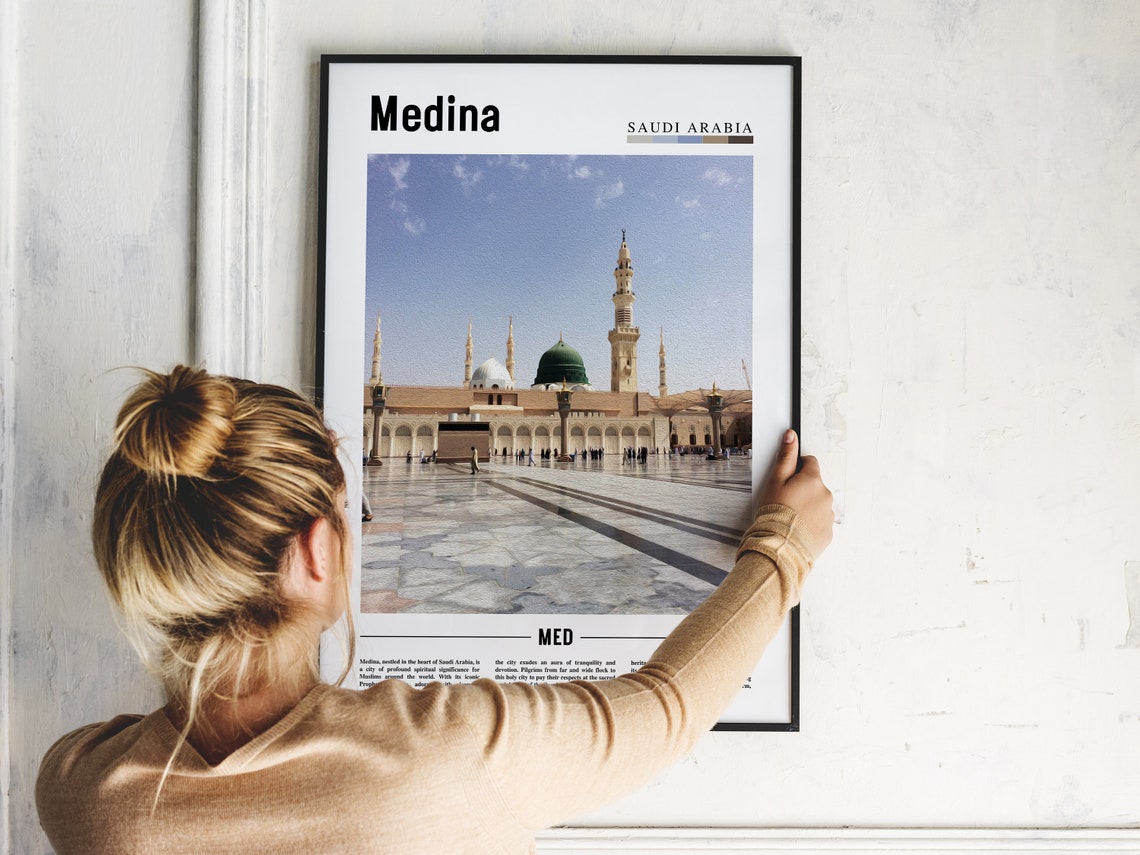 Medina Poster Medina Print Medina Wall Art Minimal Travel Print Travel Destination Oil Painting Poster - Image 2