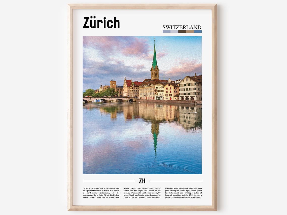 Zurich Print Zurich Poster Zurich Wall Art Oil Painting Poster Colorful City Print City Artwork Travel Artwork Travel Wall Art