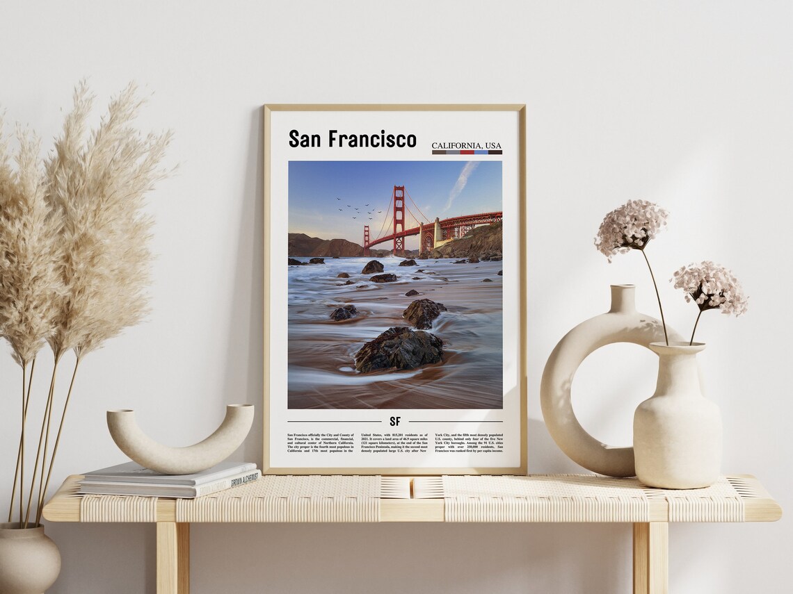 San Francisco Golden Gate Bridge California Iconic Travel Poster - Image 3