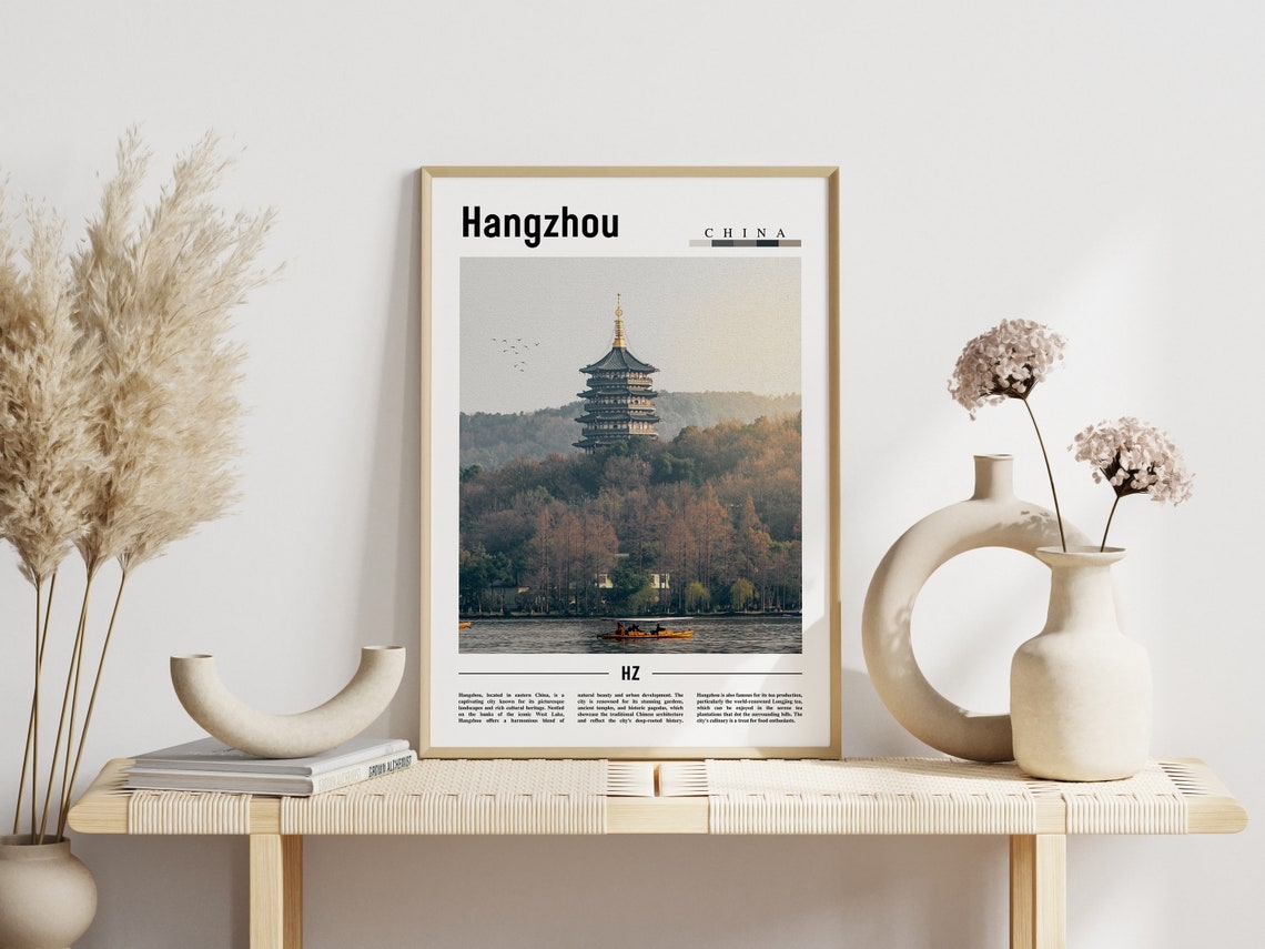 Hangzhou Poster Hangzhou Print Hangzhou Wall Art Asia Print Asia Poster Asia Photo Minimal Travel Poster - Image 3