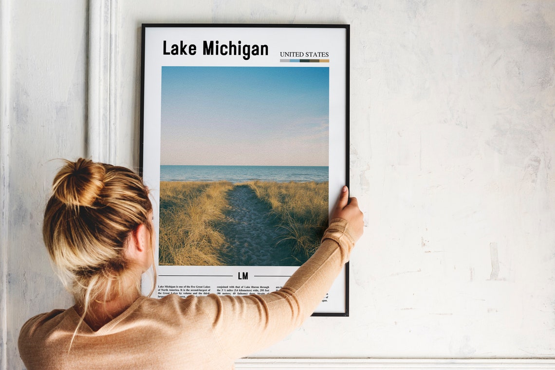 Lake Michigan Print Lake Michigan Poster Lake Michigan Wall Art Oil Painting Poster City Print City Artwork Travel Artwork Travel Art - Image 2