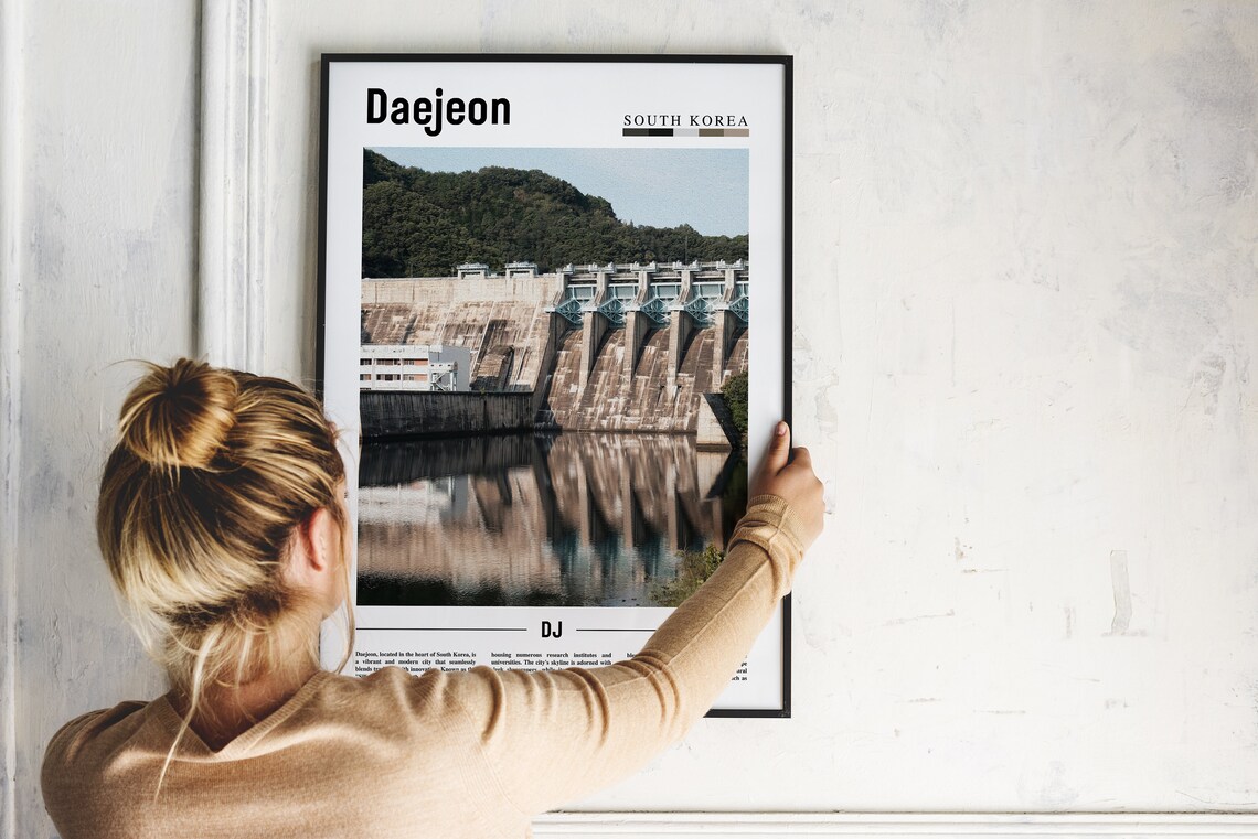 Daejeon South Korea Minimalist Travel Photo Poster with Dam View - Image 2