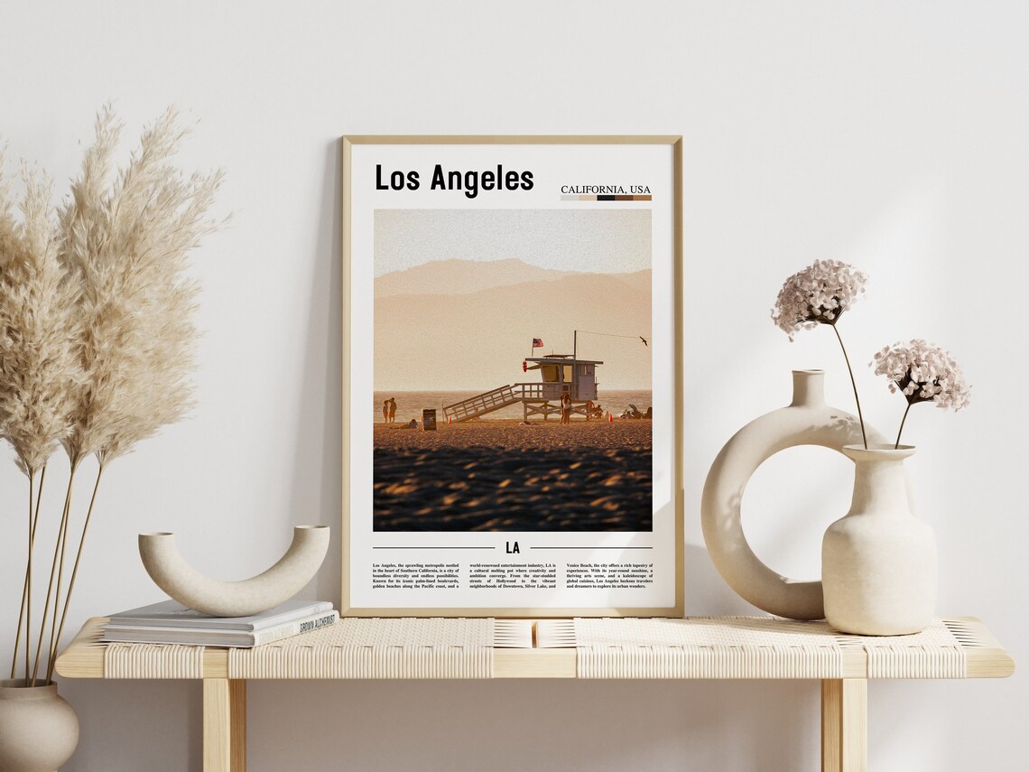 Los Angeles Sunset Beach Lifeguard Tower Ocean Travel Poster - Image 3