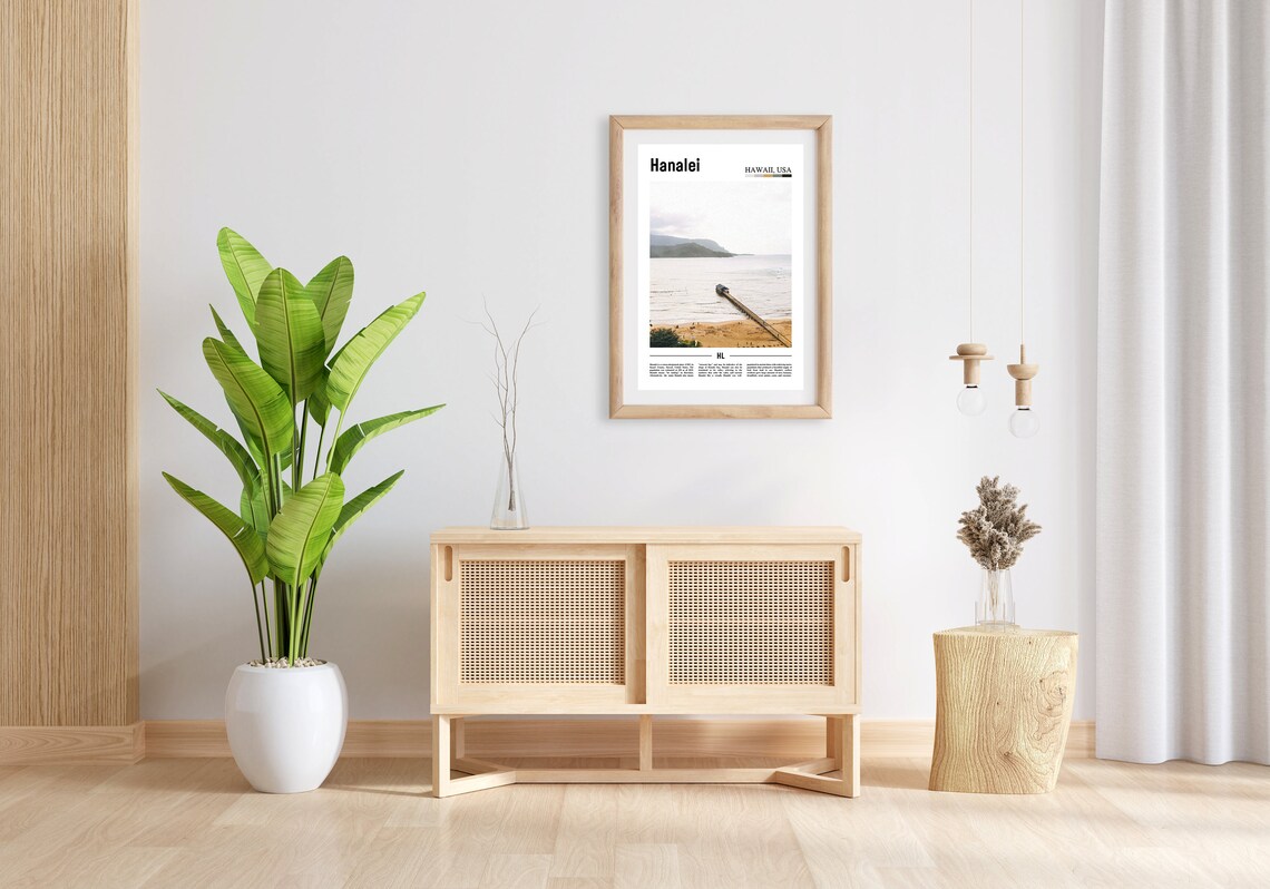 Hanalei Bay Pier Photo Hanalei Hawaii USA Minimalist Travel Poster - Image 3