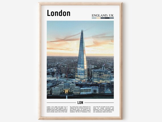 London England UK Shard Sunset Minimal City Skyline Travel Poster