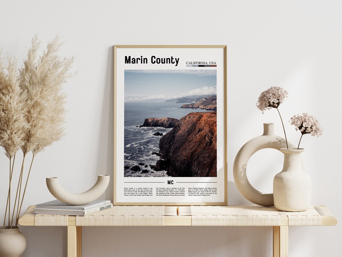 Marin County California Pacific Coast Cliffs Scenic Photo Poster - Image 3