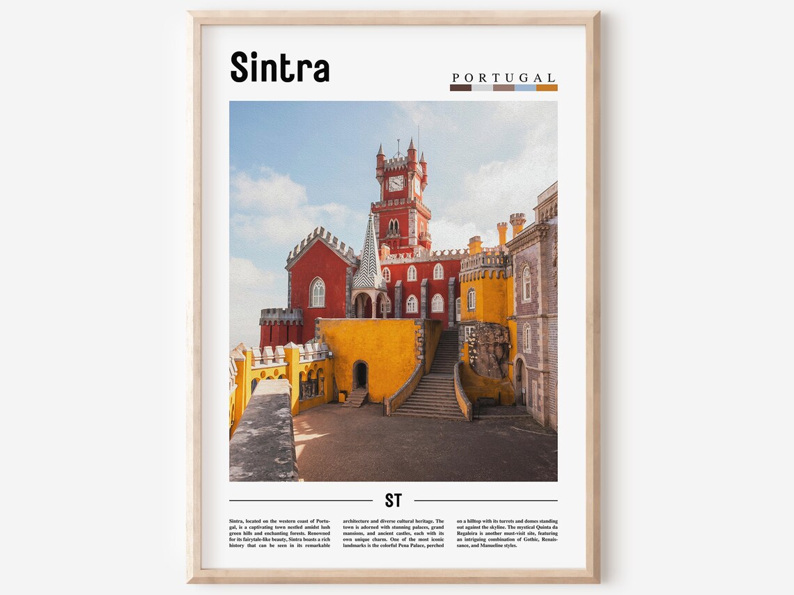 Sintra Portugal Pena Palace Colorful Fairytale Castle Travel Poster