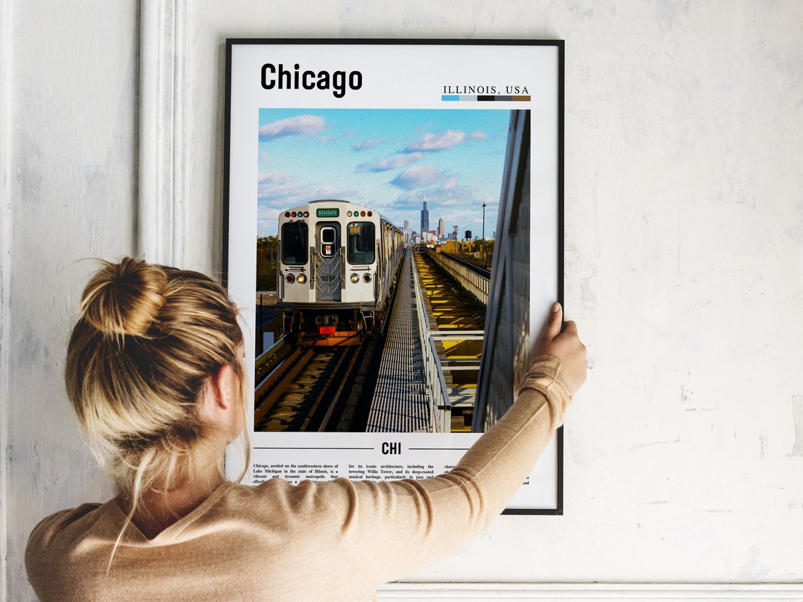 Chicago Illinois Elevated Train Skyline Willis Tower Transit Poster - Image 2