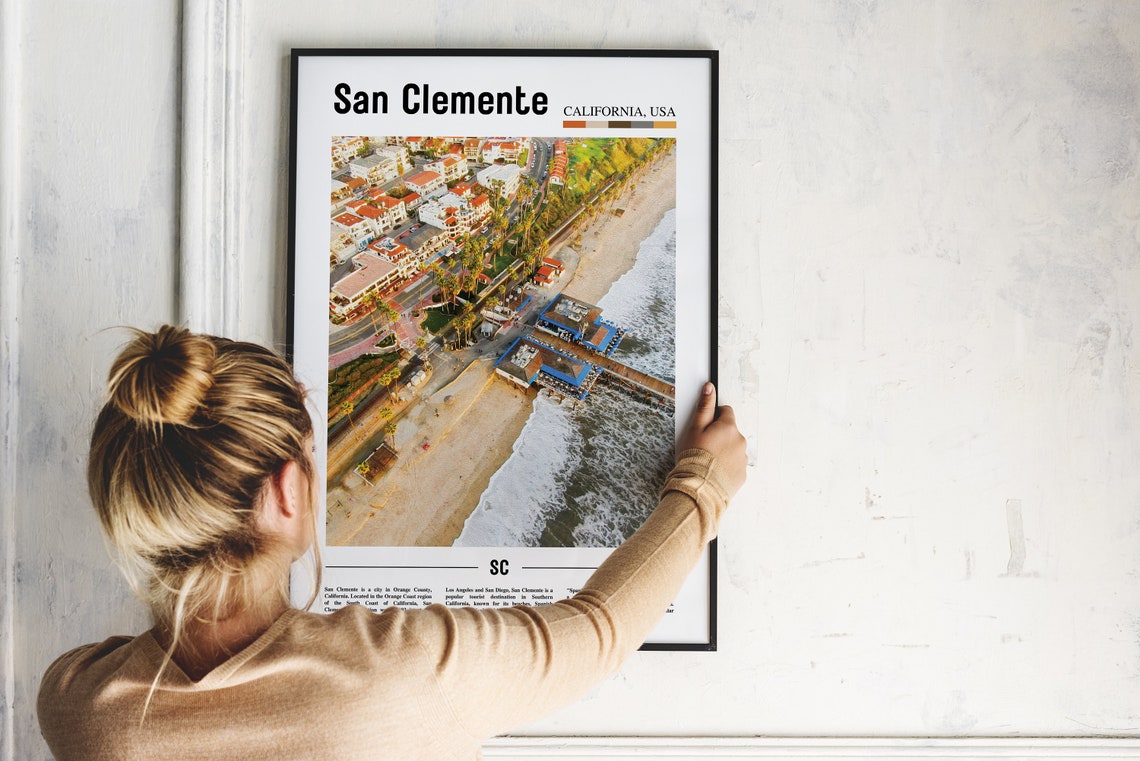 San Clemente California Pier Aerial Beach Town Coast View Poster - Image 2