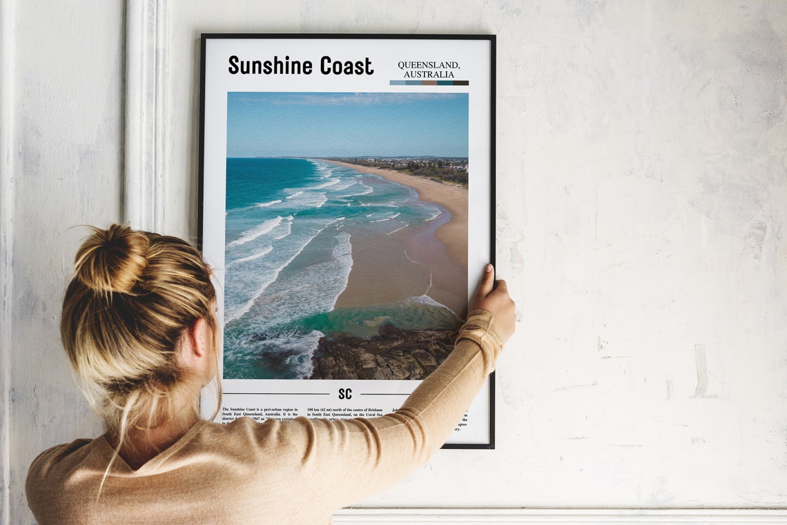Sunshine Coast Queensland Australia Beach Aerial View Minimalist Print - Image 2