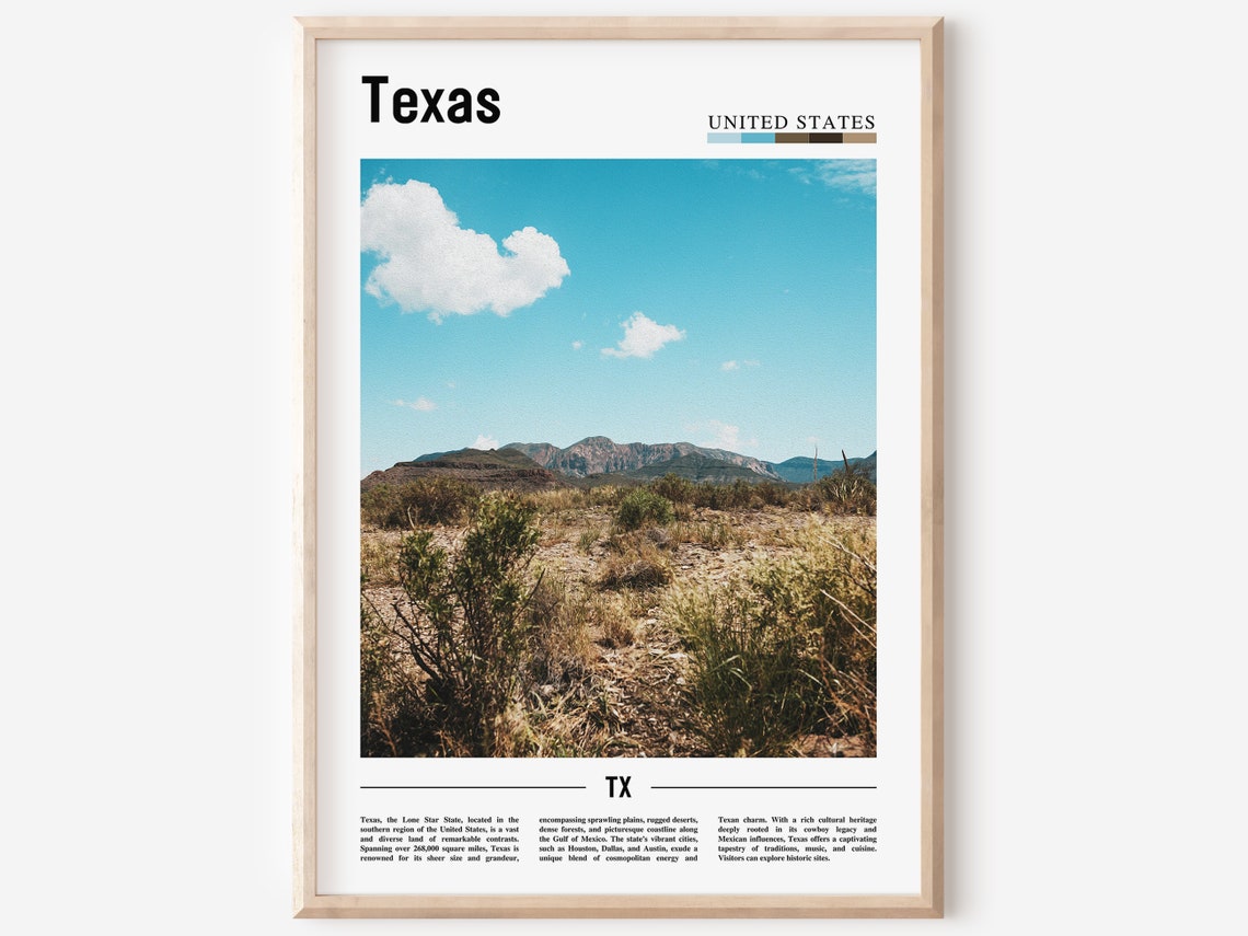 Texas Poster Texas Print Texas Wall Art United States Photo United States Poster United States Print Travel Poster