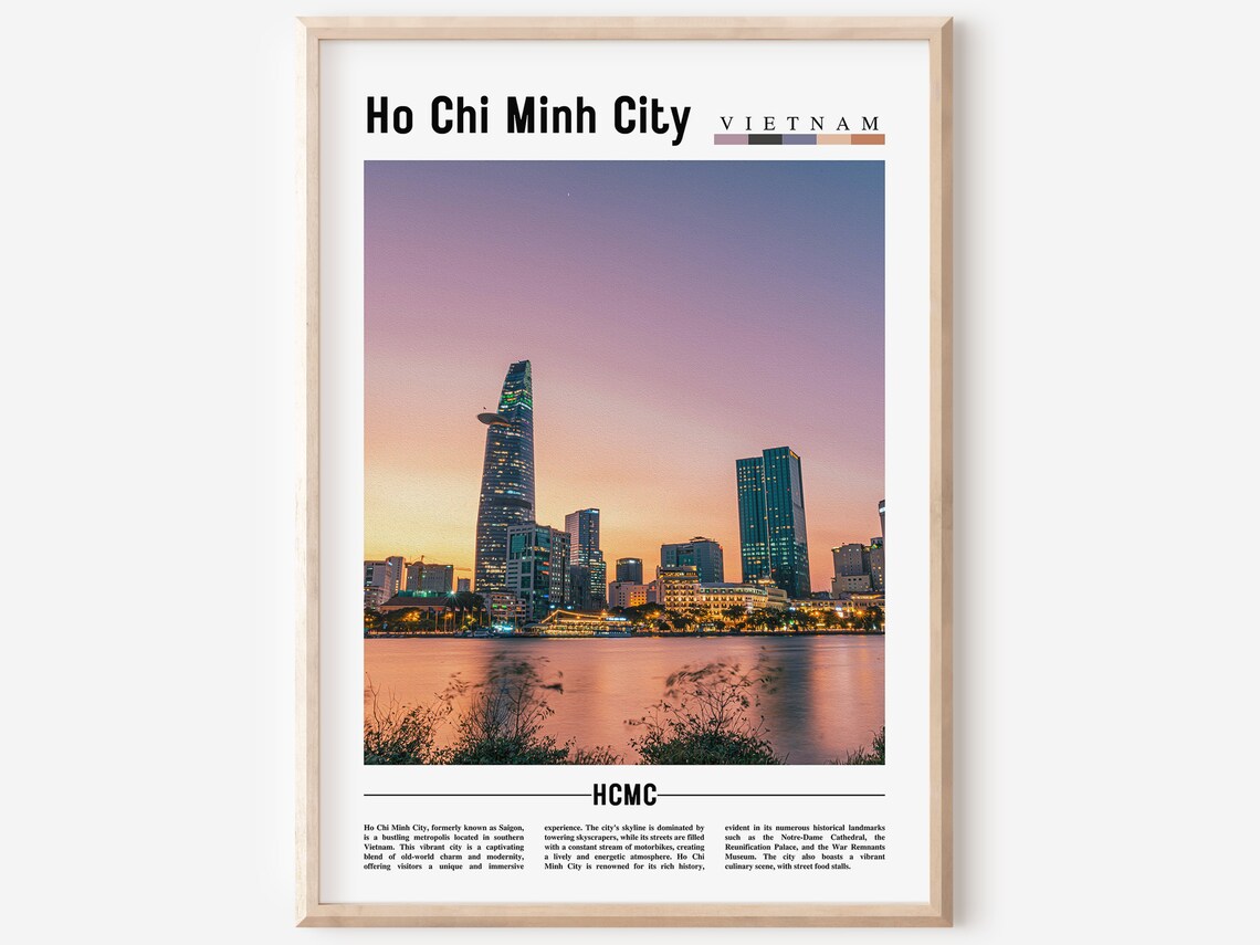 Ho Chi Minh City Vietnam Skyline Sunset River Poster HCMC Travel