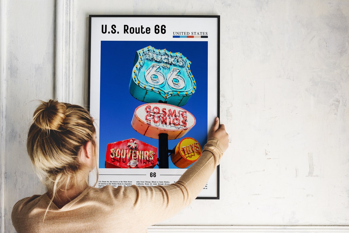 Us Route 66 Poster Us Route 66 Print Us Route 66 Wall Art United States Photo United States Poster United States Print - Image 2