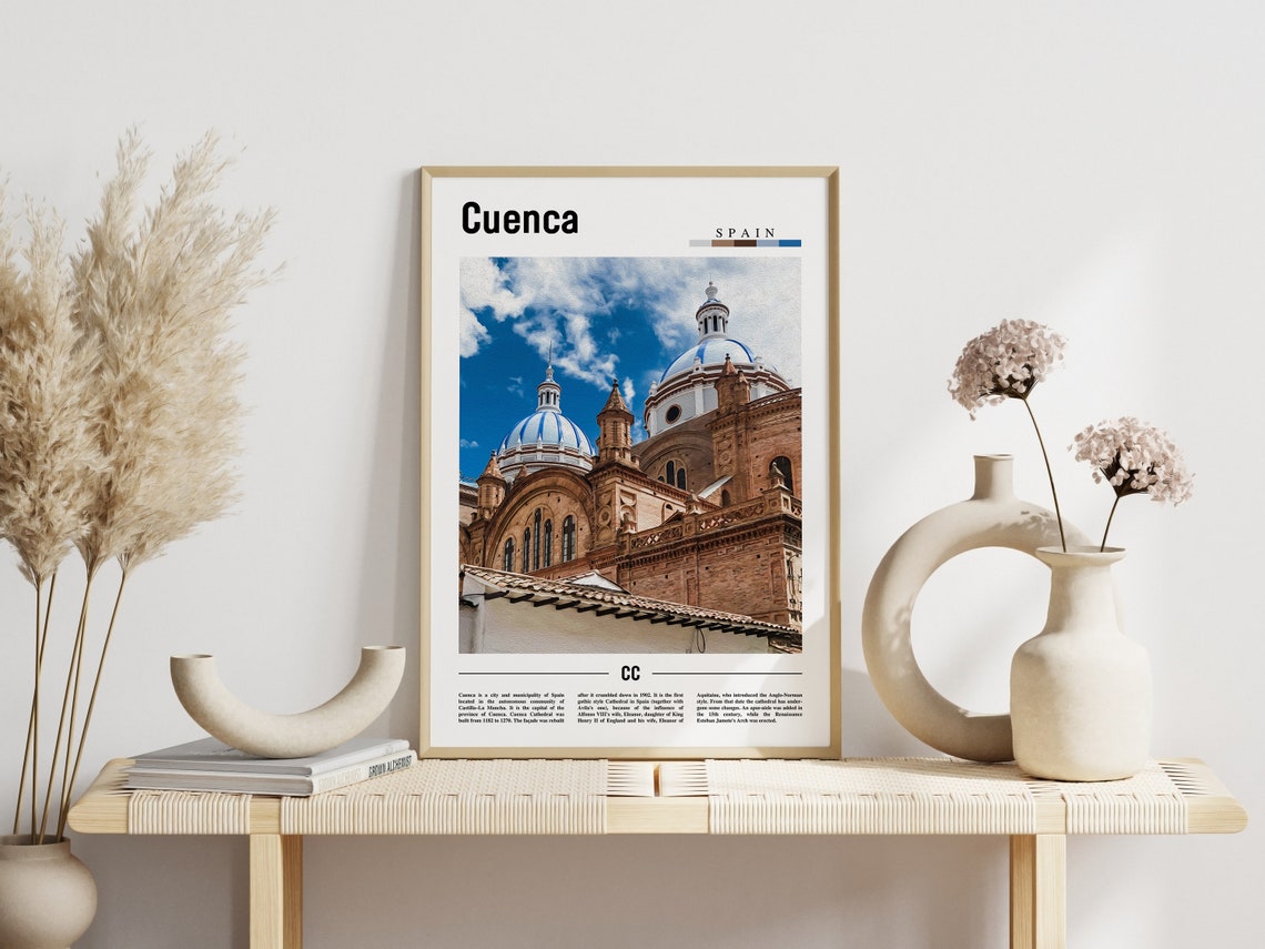 Cuenca Spain Cathedral Blue Domes Historic Cityscape Travel Poster - Image 3