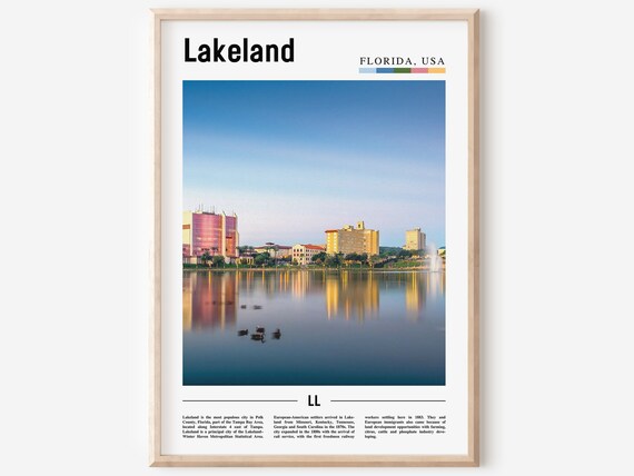 Lakeland Florida Lakefront Skyline Sunset Reflections Poster
