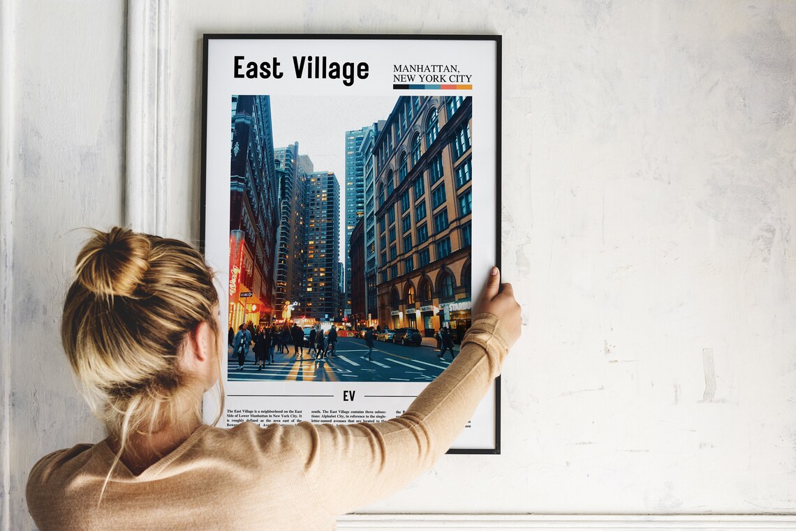 East Village Manhattan Night Street Crowd Urban Travel Poster - Image 2