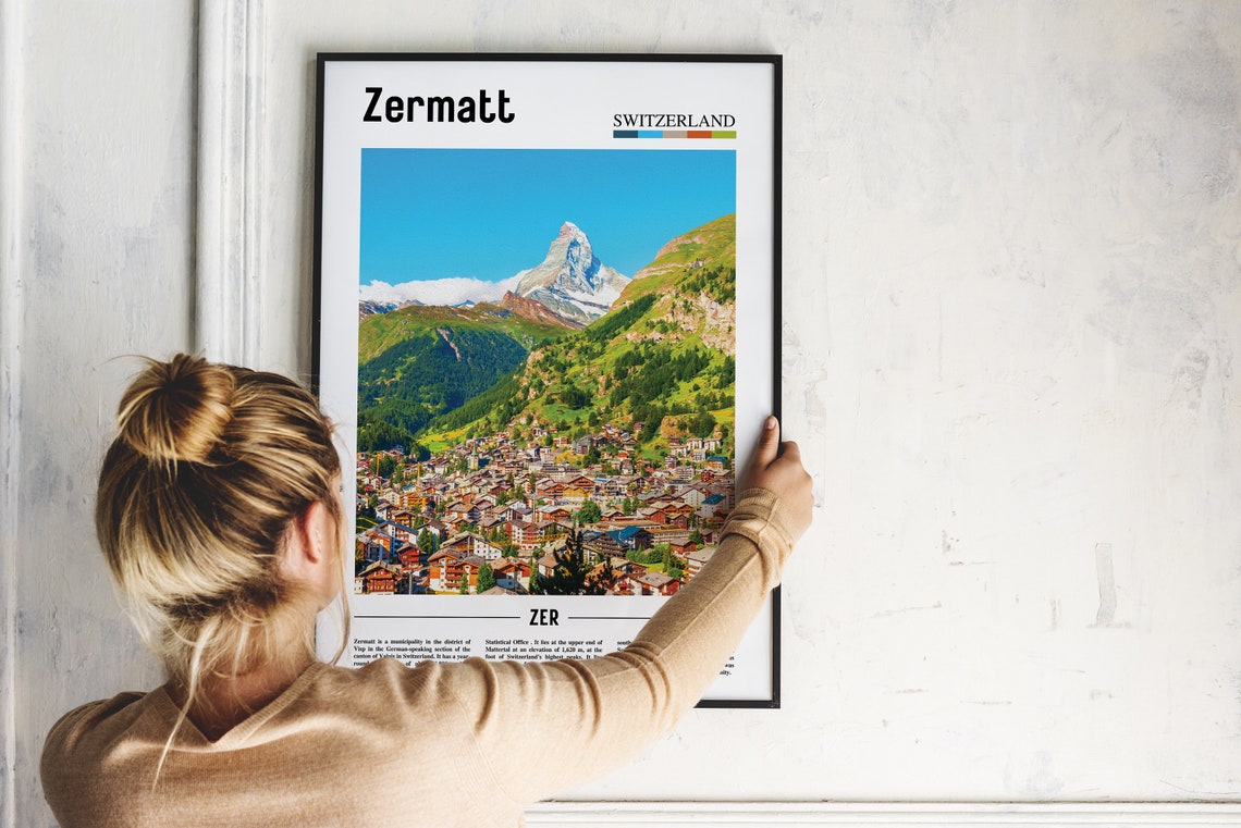 Zermatt Print Zermatt Poster Zermatt Wall Art Oil Painting Poster Colorful City Print City Artwork Travel Artwork Travel Wall Art - Image 2