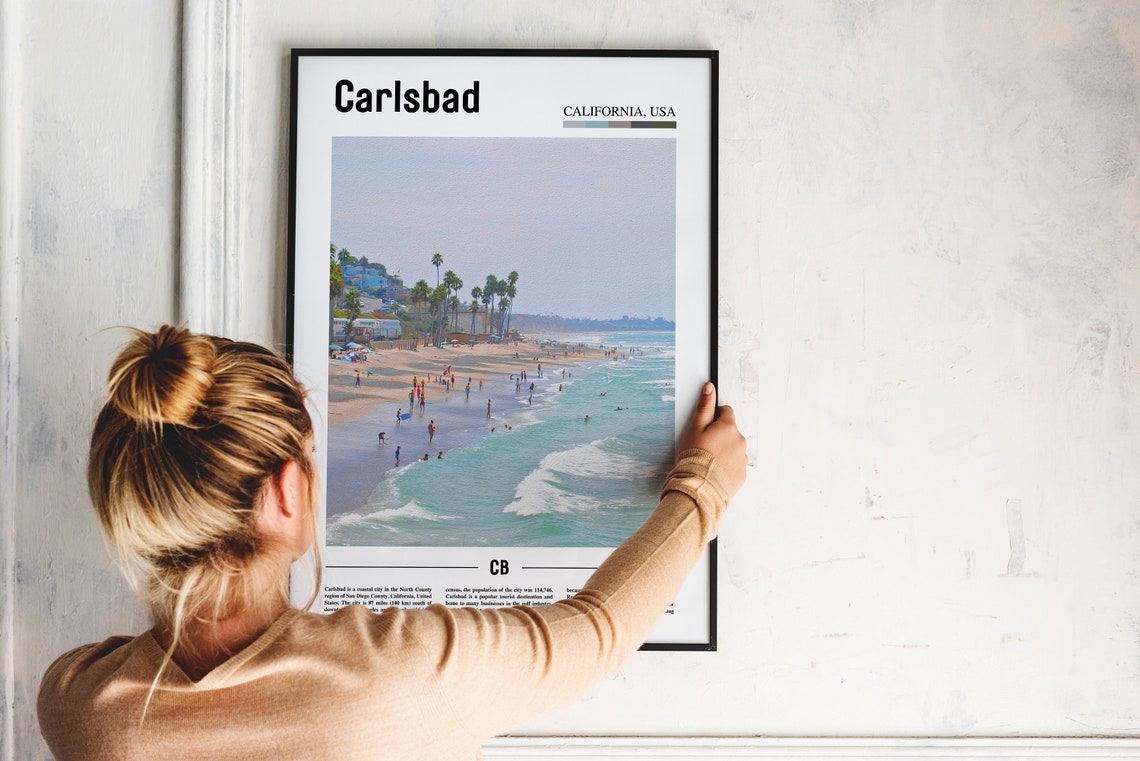 Carlsbad Print Carlsbad Poster Carlsbad Wall Art Oil Painting Poster Colorful City Print City Artwork Travel Artwork Travel Wall Art - Image 2