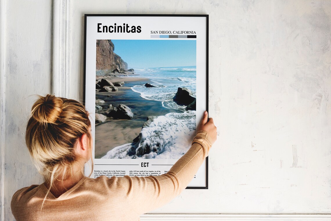 Encinitas San Diego California Rocky Beach Waves Photo Poster - Image 2
