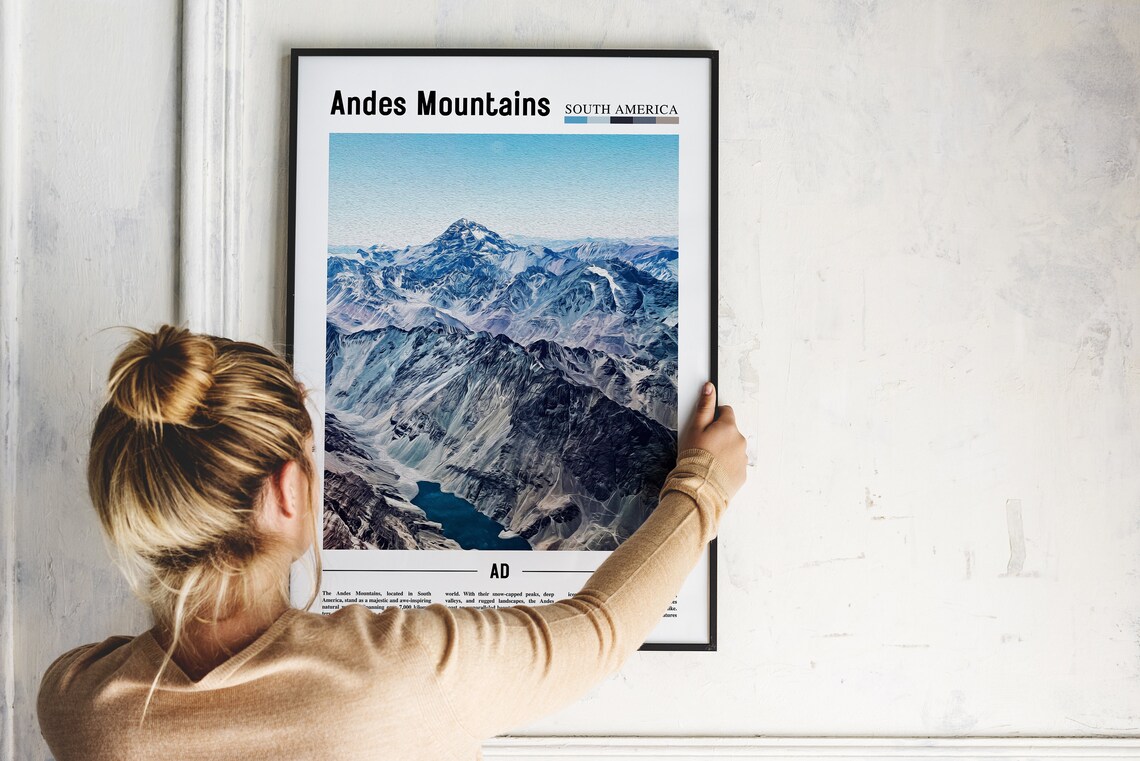 Andes Mountains South America Snow Capped Peaks Travel Poster - Image 2