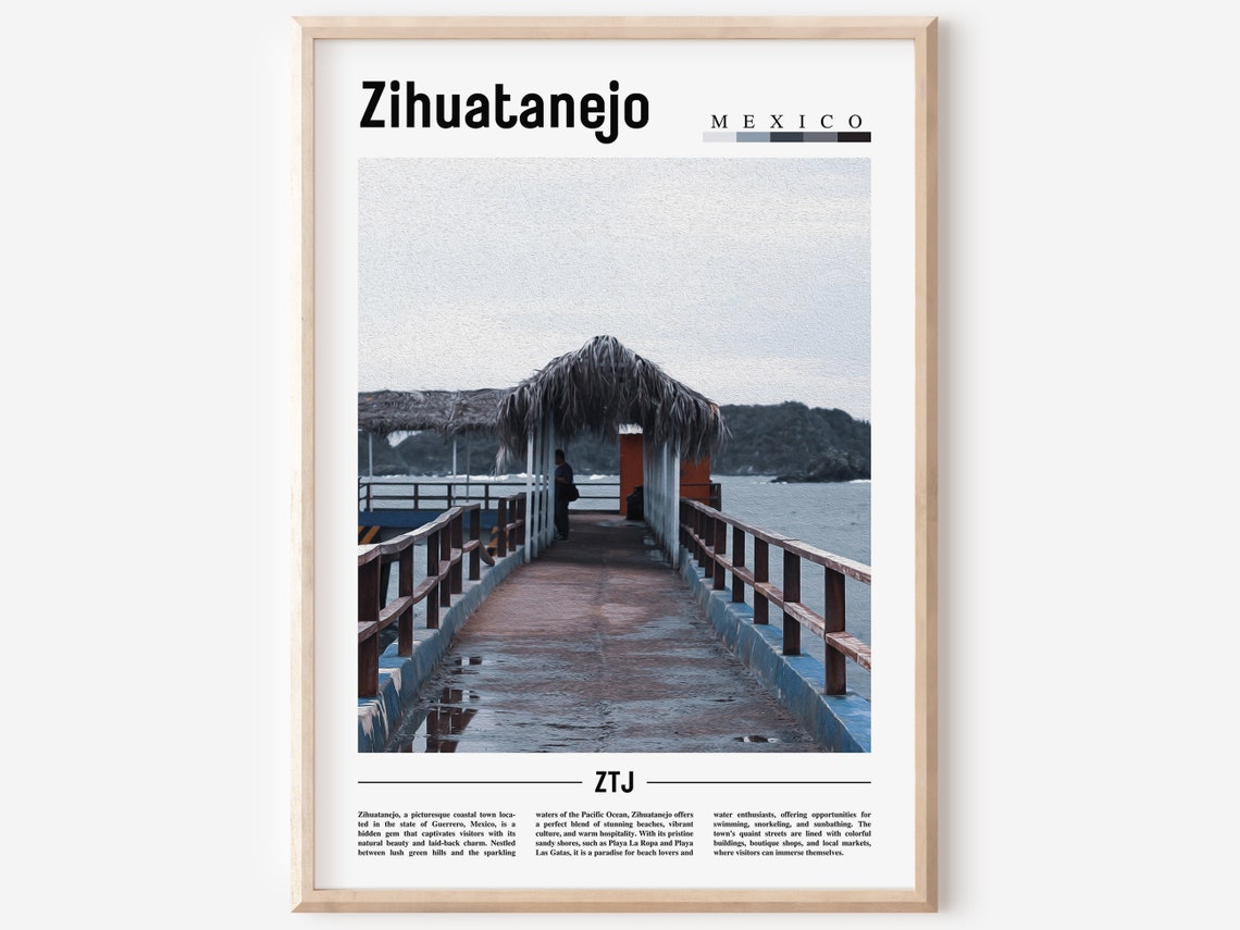 Zihuatanejo Poster Zihuatanejo Print Zihuatanejo Wall Art Minimal Travel Print Travel Destination Oil Painting Poster