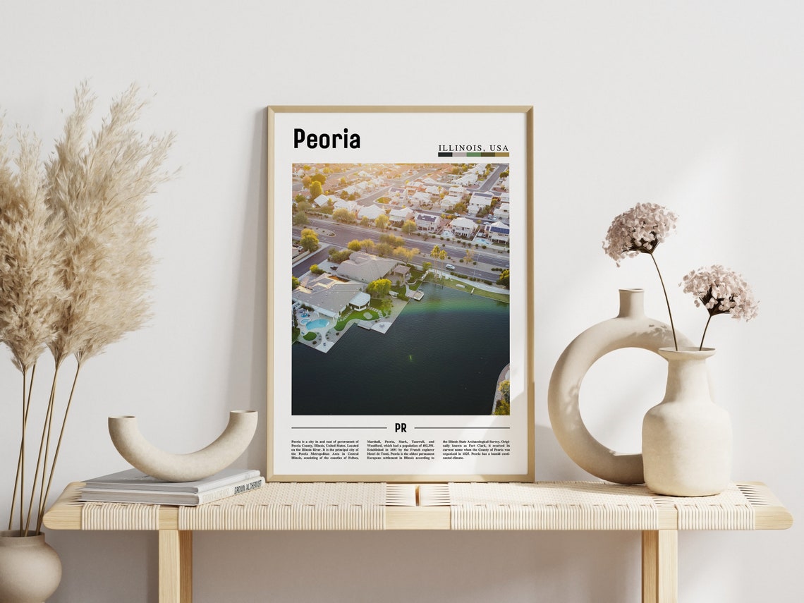 Peoria Print Peoria Poster Peoria Wall Art Minimal Travel Print Minimal City Poster Travel Destination City Print Oil Painting Poster - Image 3