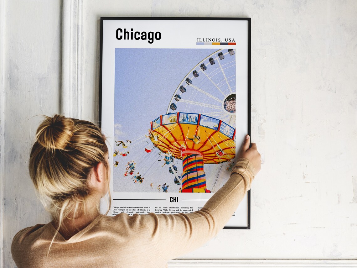 Chicago Illinois Ferris Wheel Amusement Ride Fun Travel Poster - Image 2