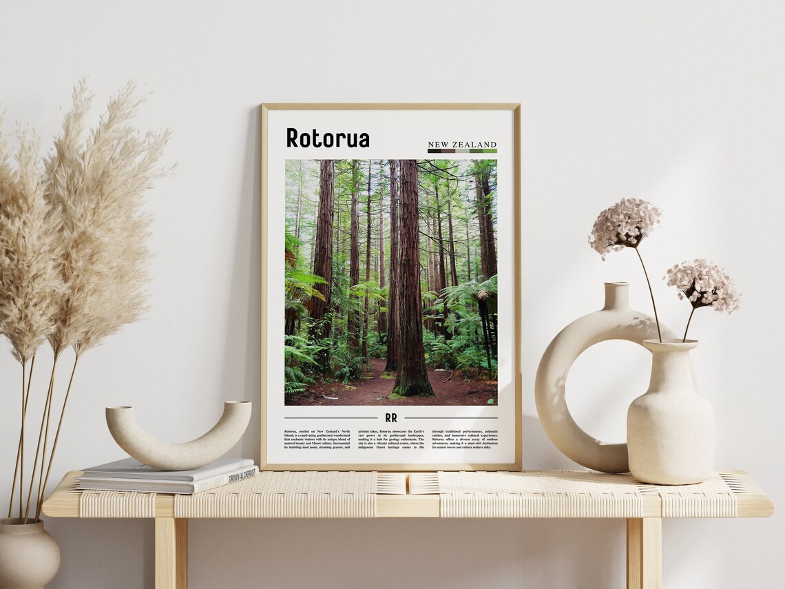 Rotorua New Zealand Towering Redwood Forest Fern Walk Travel Poster - Image 3