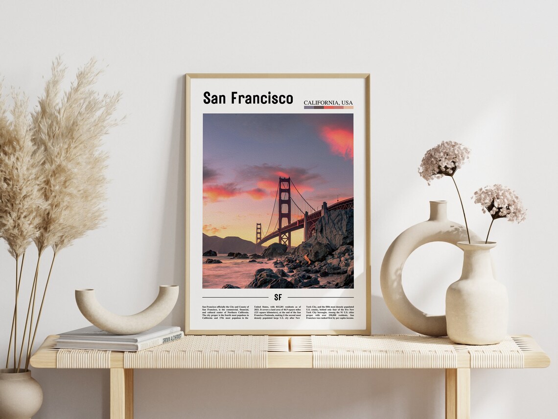 San Francisco California Golden Gate Sunset Travel Photo Poster - Image 3