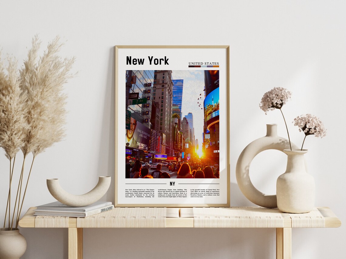 New York Times Square Golden Sunset Crowd Modern Photo Travel Poster - Image 3