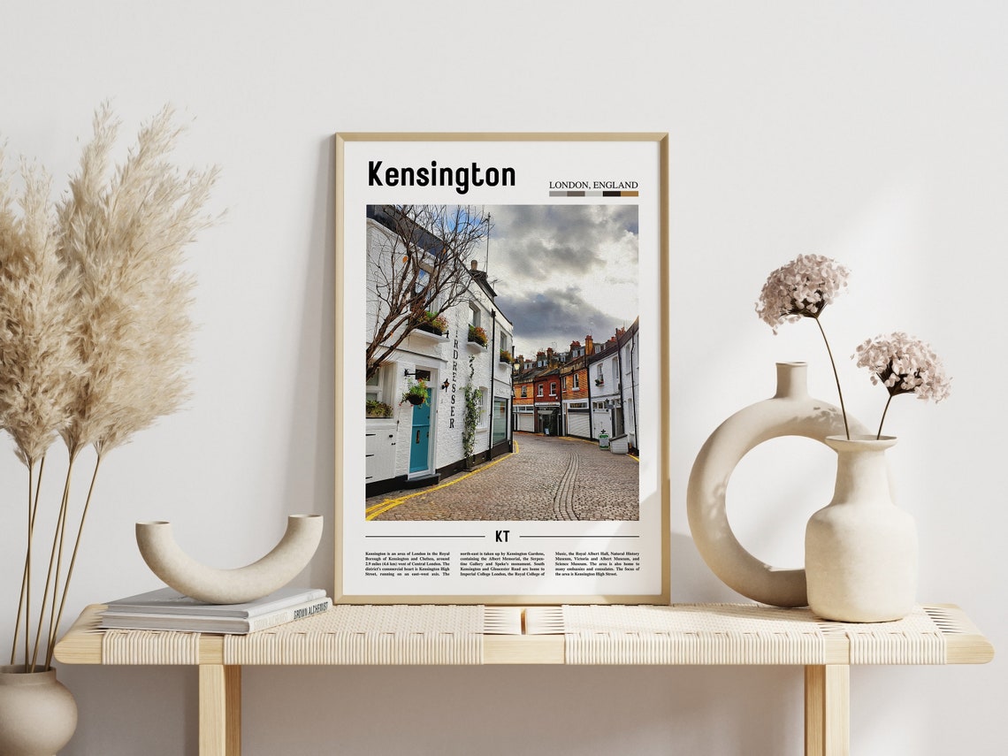 Kensington Print Kensington Poster Kensington Wall Art Minimal Travel Print Minimal City Poster Travel Destination Oil Painting Poster - Image 3