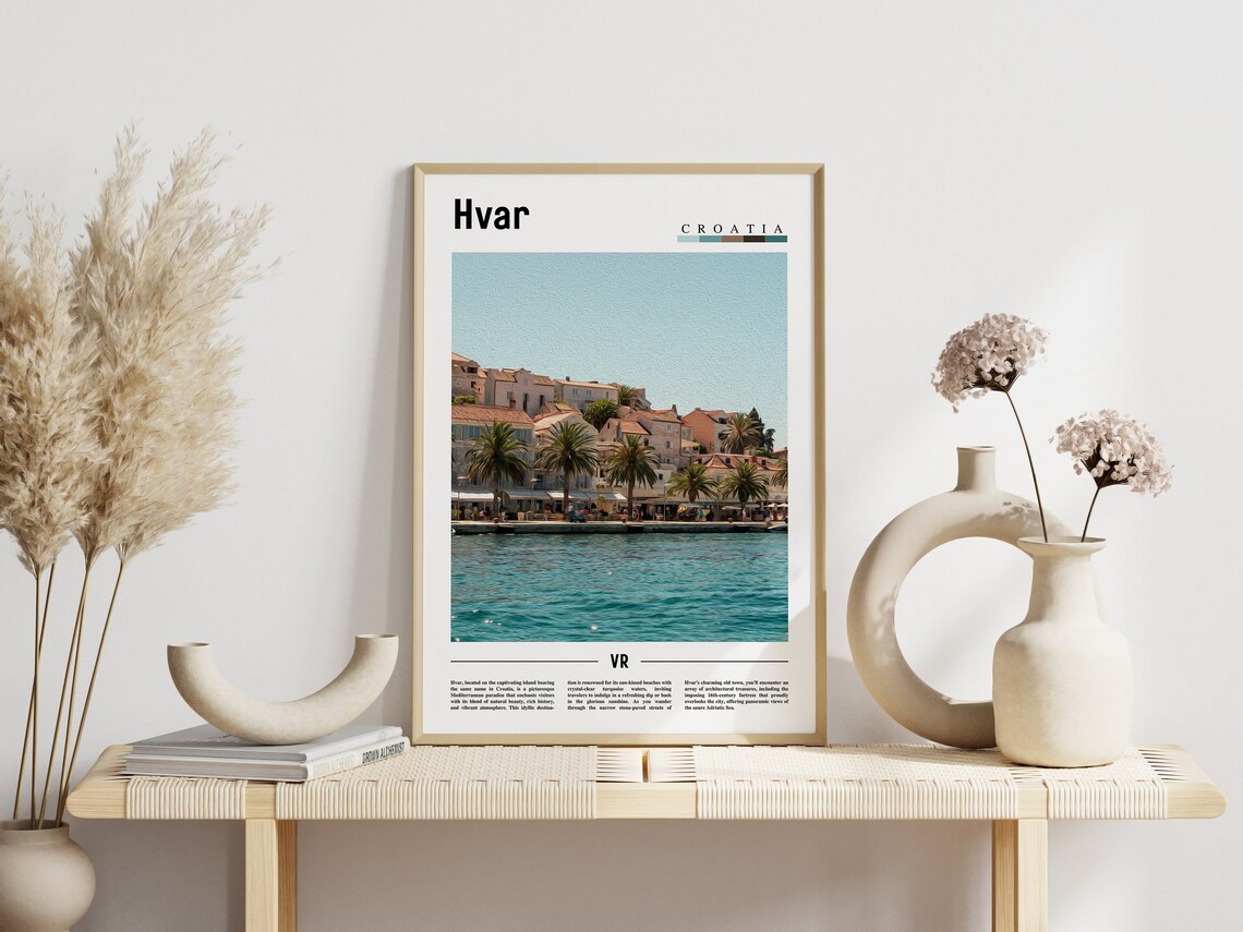 Hvar Croatia Adriatic Seaside Town Harbor Travel Photo Poster - Image 3