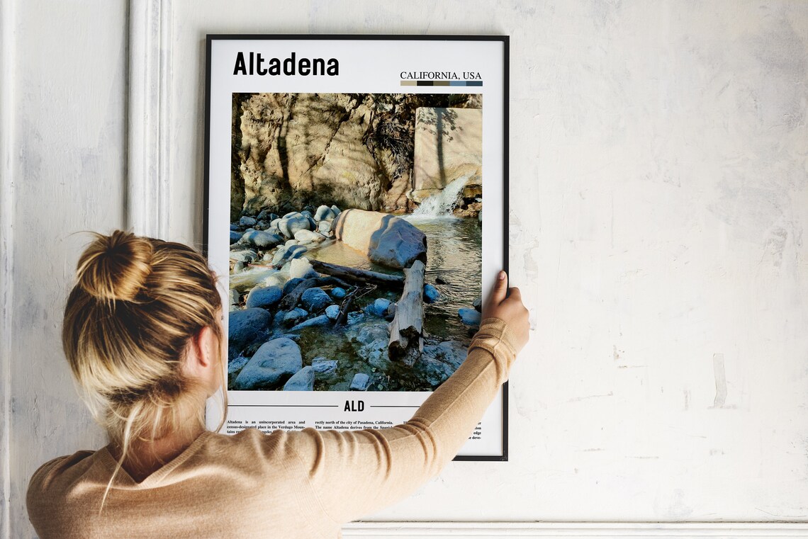 Altadena California Rocky Creek Waterfall Nature Travel Poster - Image 2