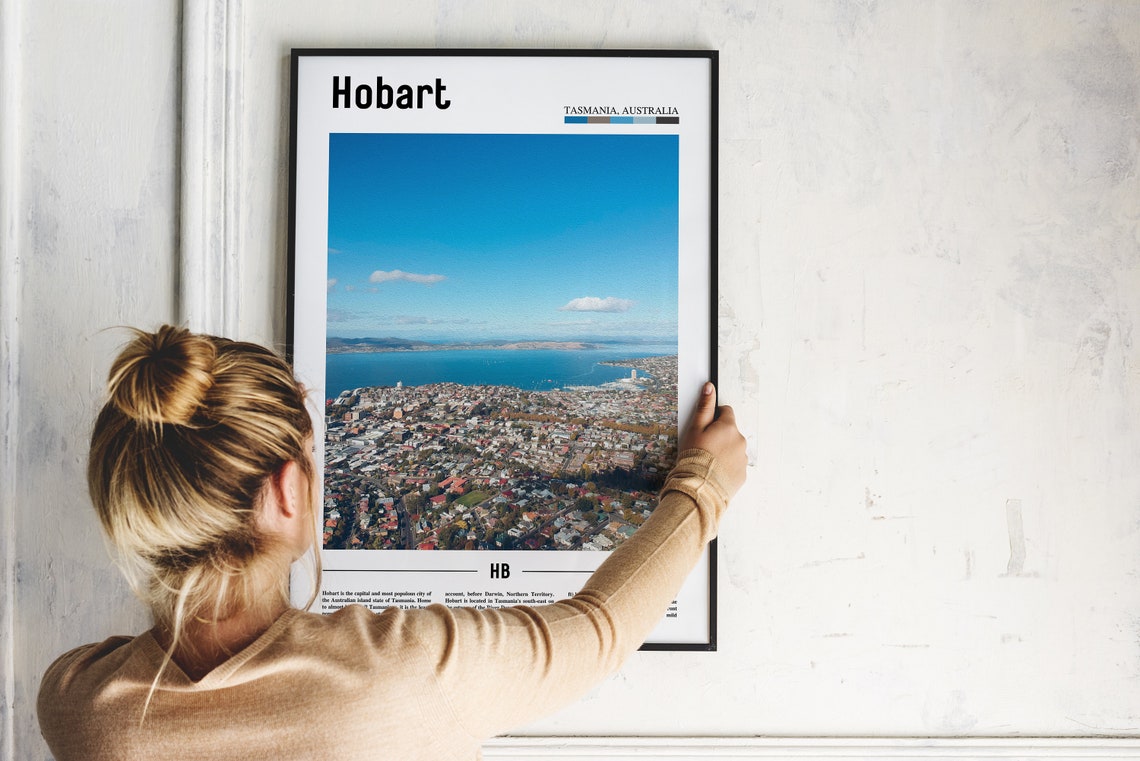 Hobart Print Hobart Poster Hobart Wall Art Minimal Travel Print Minimal City Poster Travel Destination City Print Oil Painting Poster - Image 2