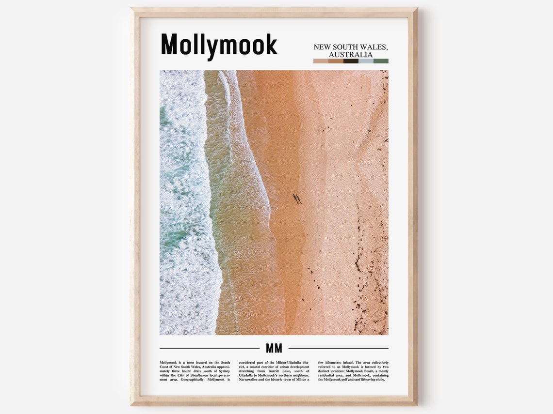 Mollymook Print Mollymook Poster Mollymook Wall Art Minimal Travel Print Minimal City Poster Travel Destination Print Oil Painting Poster
