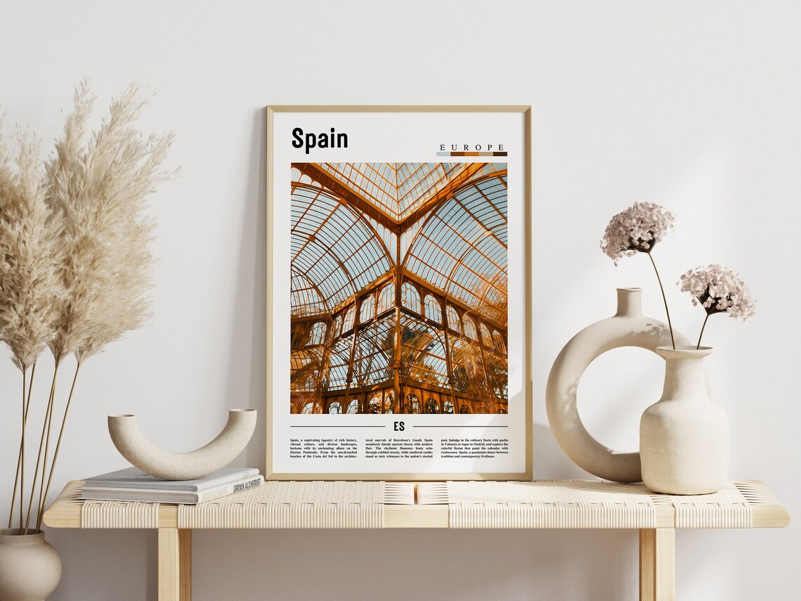 Spain Glasshouse Iron Conservatory Amber Interior Europe Poster - Image 3