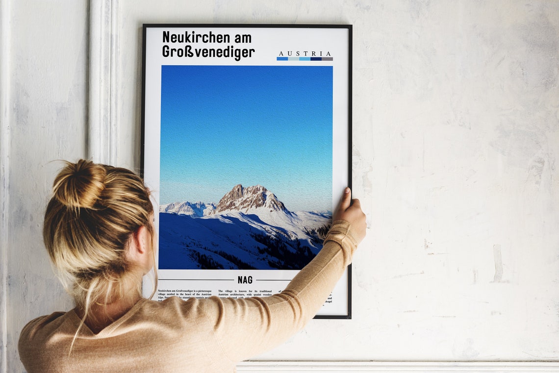 Neukirchen Austria Snowy Alpine Peak Winter Photo Travel Poster - Image 2