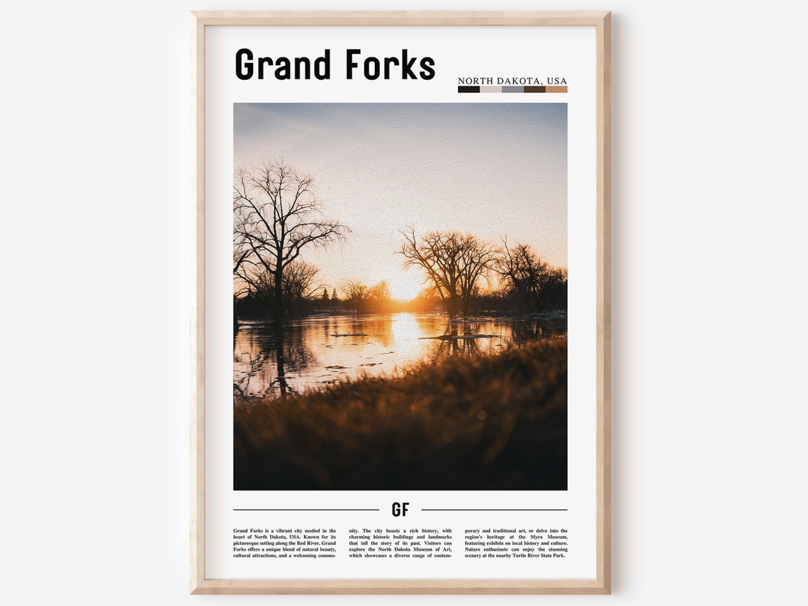 Grand Forks Poster Grand Forks Print Grand Forks Wall Art United States Photo United States Poster United States Print Travel Poster