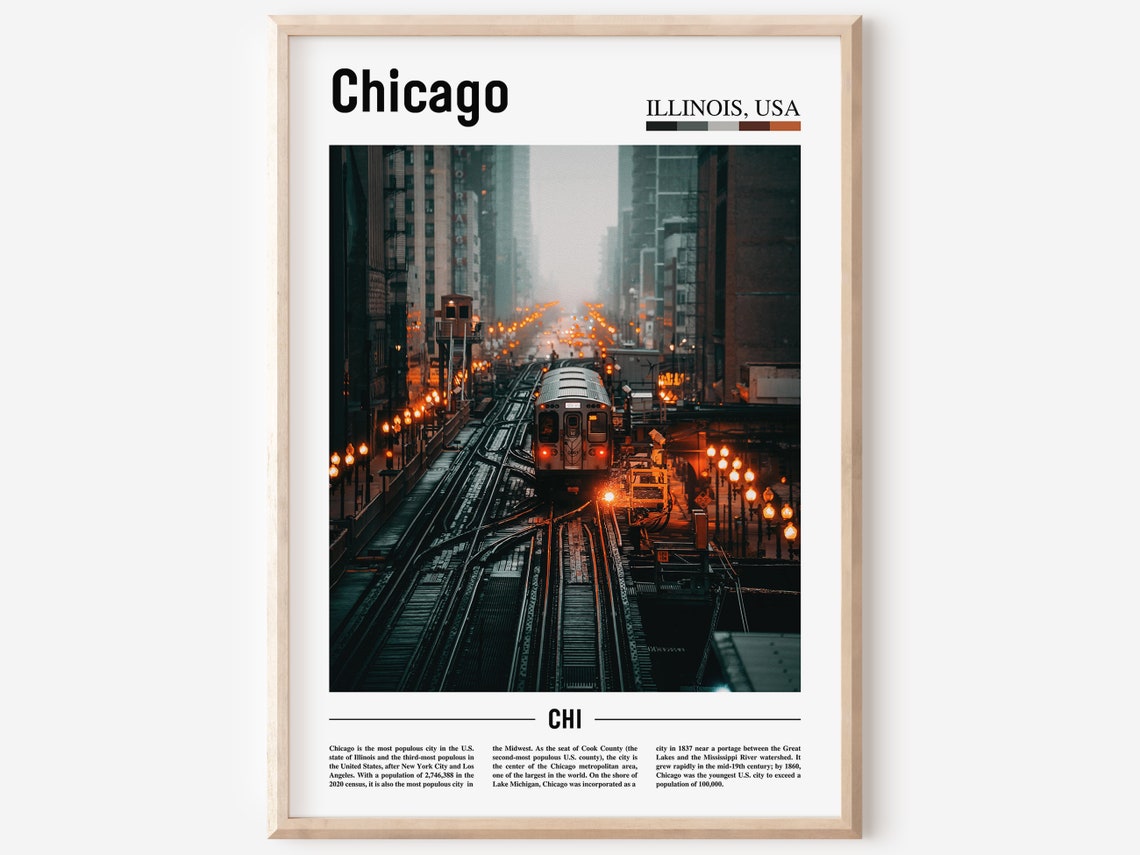 Chicago Print Chicago Poster Chicago Wall Art United States Photo United States Poster United States Print Travel Poster