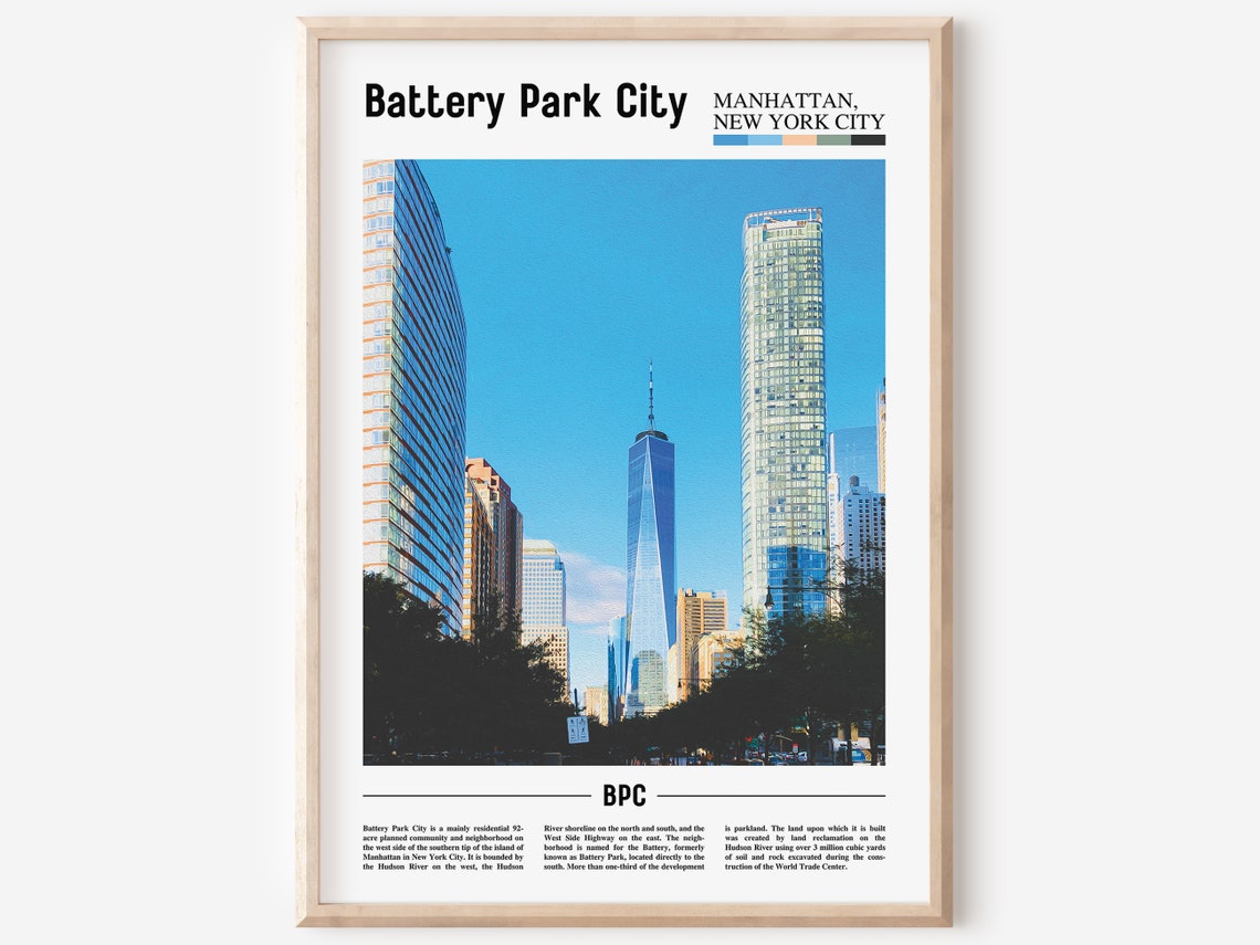 Battery Park City Print Battery Park City Poster Battery Park City Wall Art Oil Painting Poster City Artwork Travel Artwork Travel Art