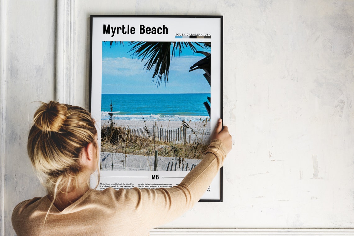 Myrtle Beach South Carolina Dunes Palms Coastal Atlantic Travel Poster - Image 2
