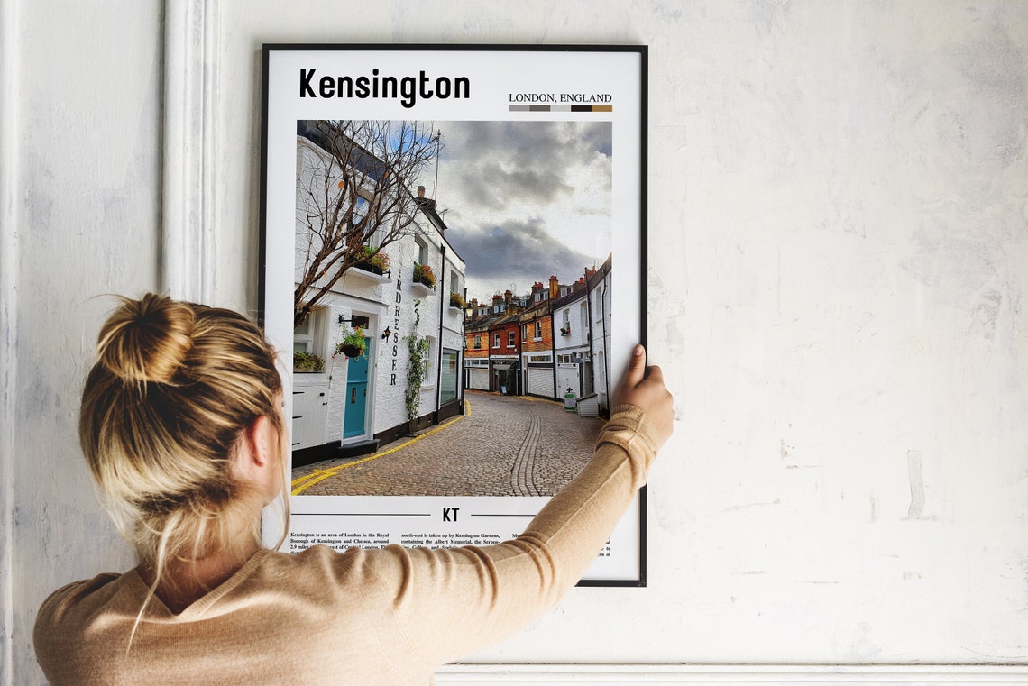 Kensington Print Kensington Poster Kensington Wall Art Minimal Travel Print Minimal City Poster Travel Destination Oil Painting Poster - Image 2