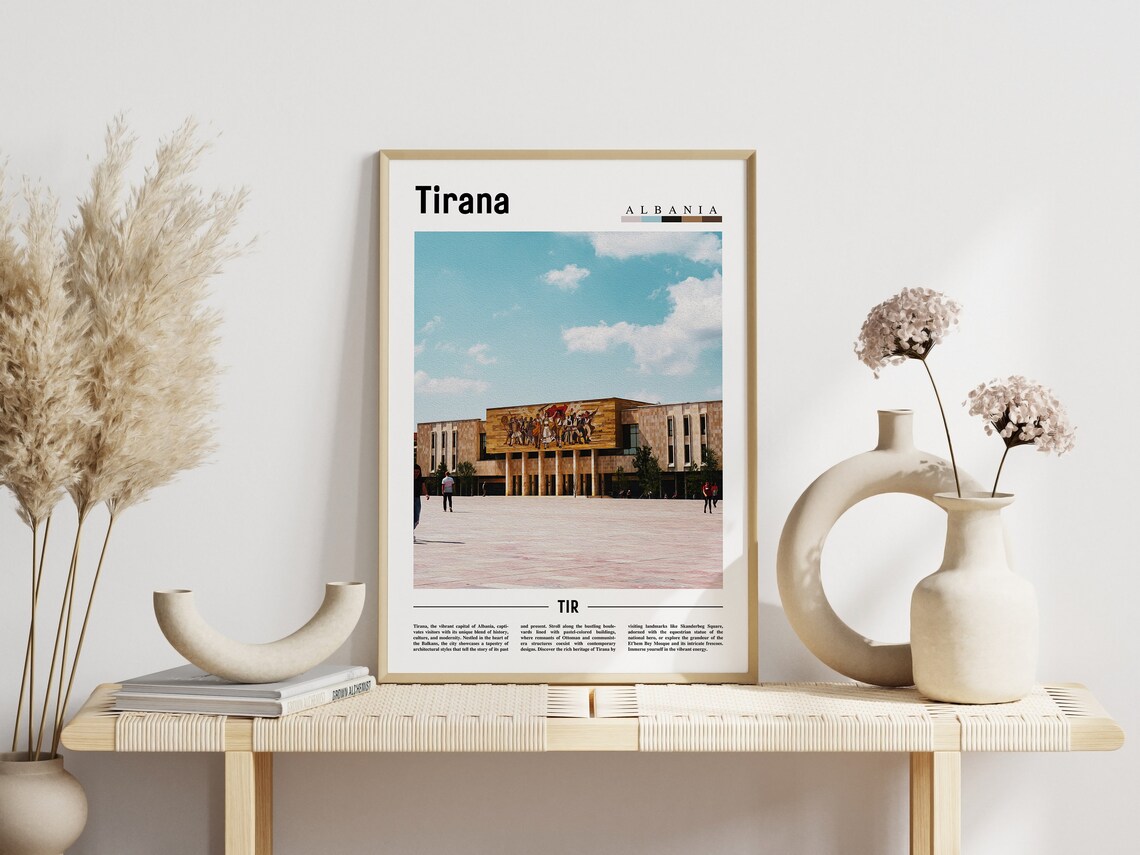 Tirana Albania Skanderbeg Square National Museum Mural Travel Poster - Image 3