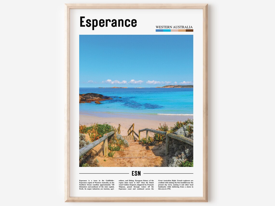 Esperance Western Australia Turquoise Bay Beach Stairs Travel Poster