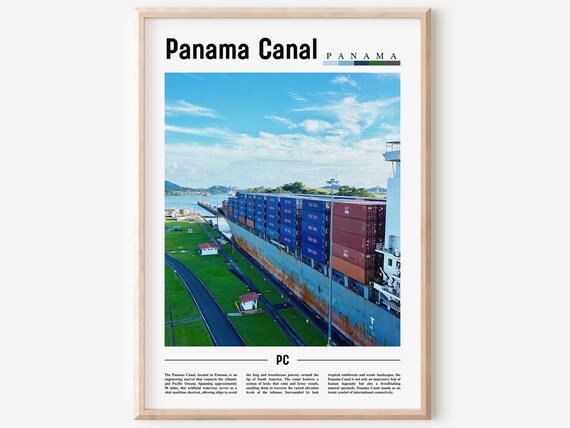 Panama Canal Container Ship Locks Engineering Travel Photo Poster