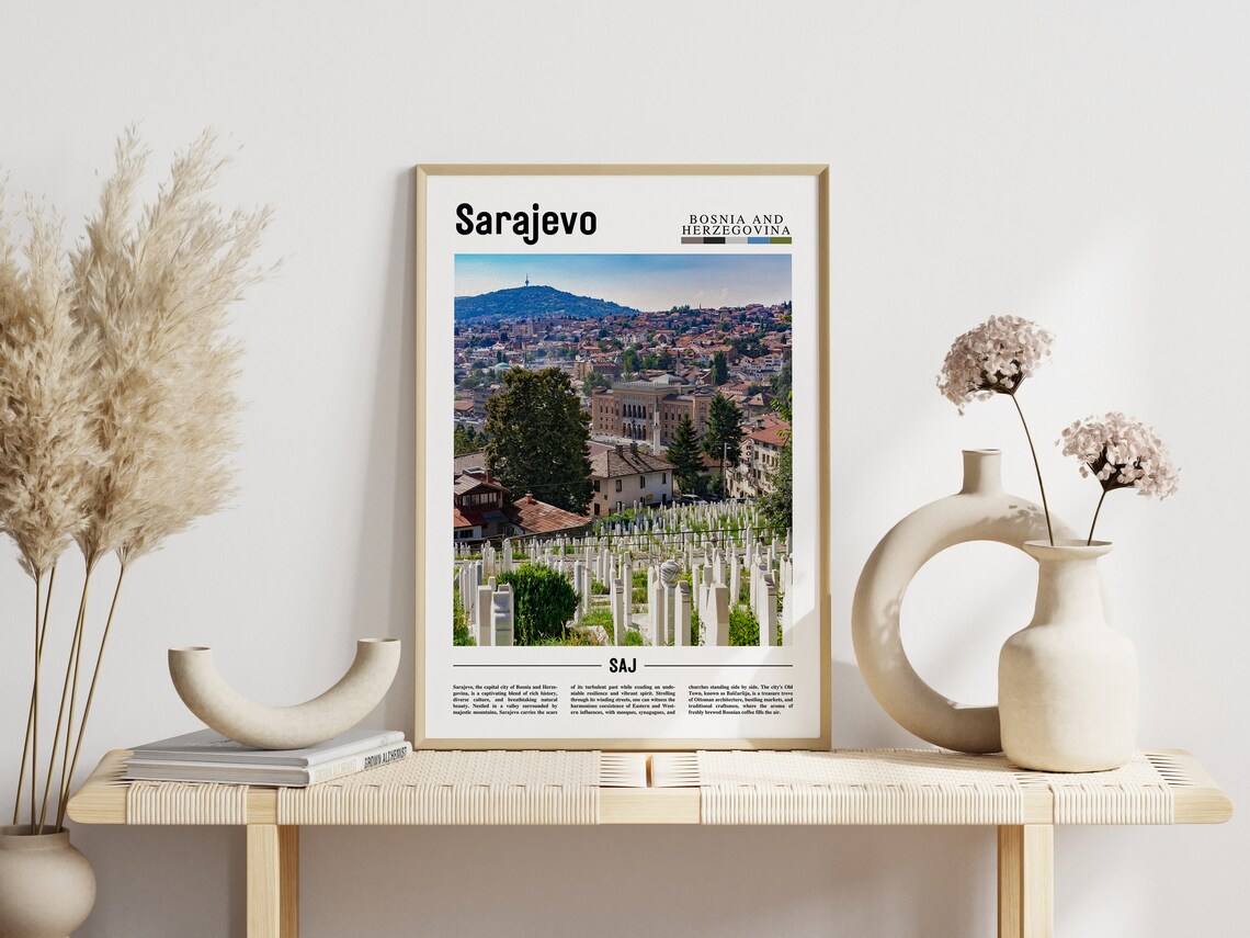 Sarajevo Bosnia And Herzegovina City Photo Travel Poster With Text - Image 3