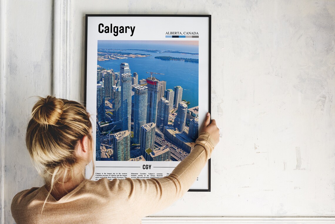 Calgary Print Calgary Poster Calgary Wall Art Oil Painting Poster Colorful City Print City Artwork Travel Artwork Travel Wall Art - Image 2