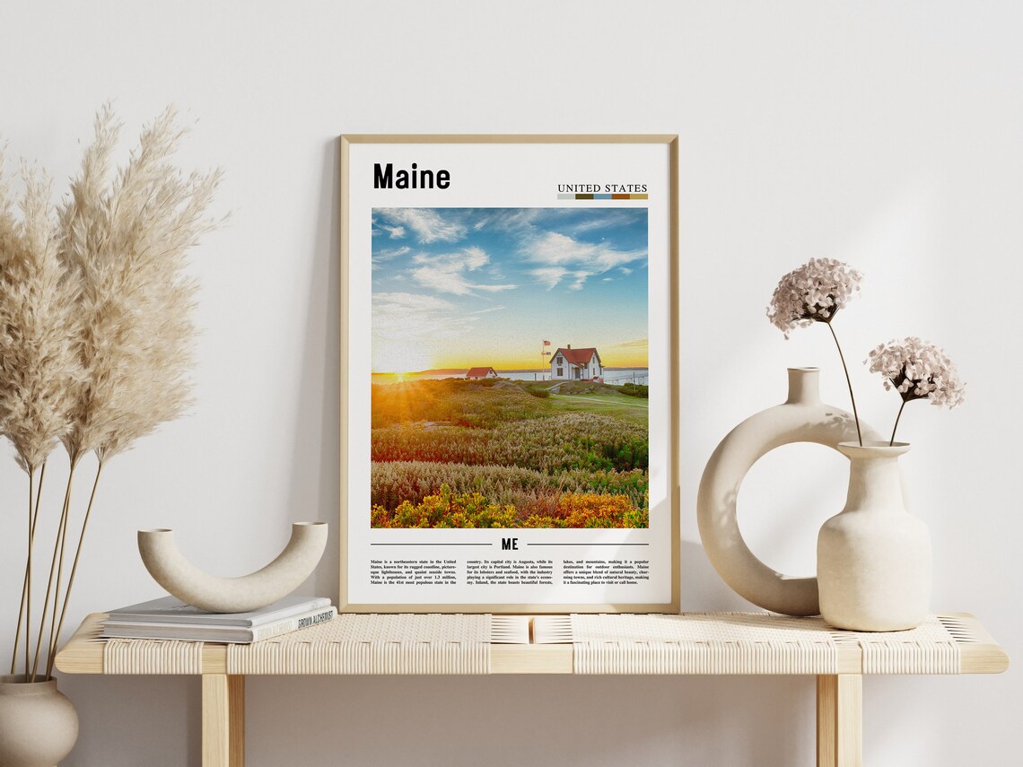 Maine Lighthouse Golden Hour Color Coastal Scenic Travel Poster - Image 3